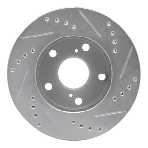Toyota Camry Brake Rotor (1) - Front Left - R1 Concepts - Drilled & Slotted - Silver - `92-`01